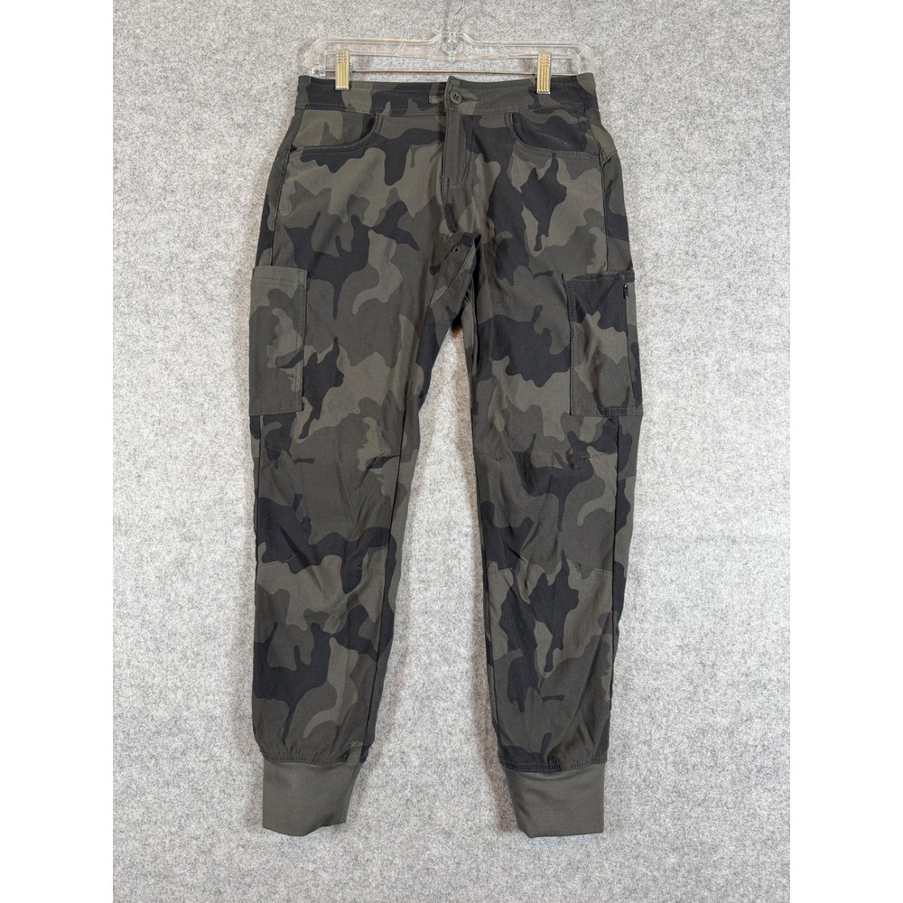 prAna Kanab Cargo Jogger Pants Womens 4 Green Camo Excellent Stretch Hiking